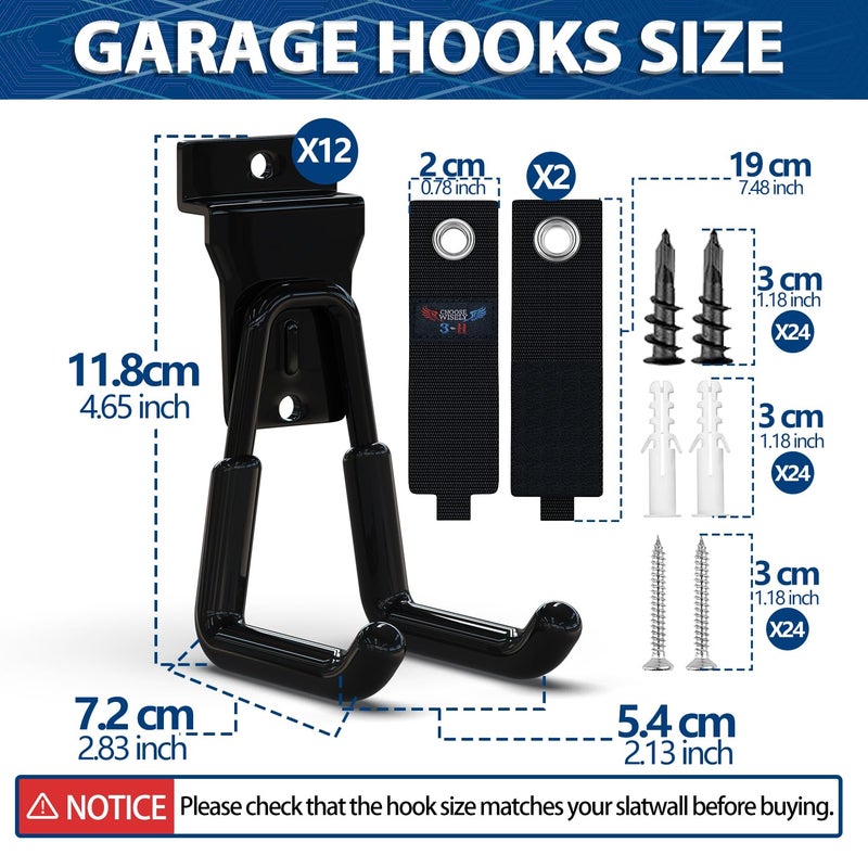 3H Slat Wall Hooks 12 Pack 4.5 Inch, Slatwall Hooks U Shape,Slatwall Accessories Heavy Duty for Space Saving Used as Proslat Accessories(Black) - Image 2